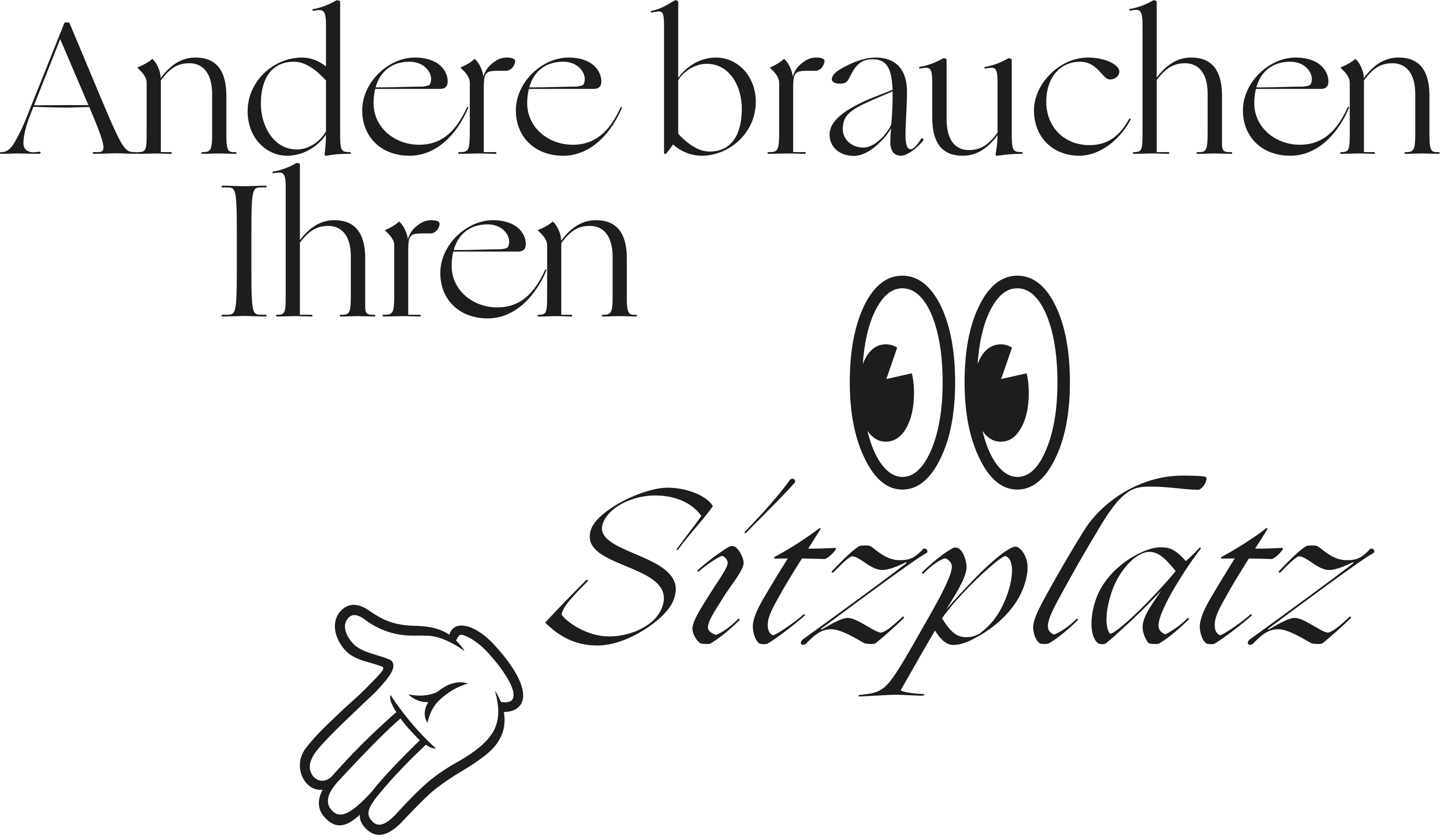 Schriftzug andere brauchen Ihren Sitzplatz vielleicht notwendiger mit comicaugen und comichand
