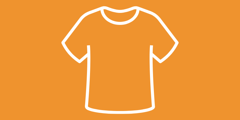 weiße Linien eines Shirts vor orangem Hintergrund