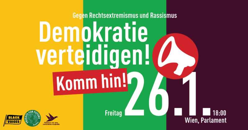 Plakat zur Großkundgebung "Demokratie verteidigen!"