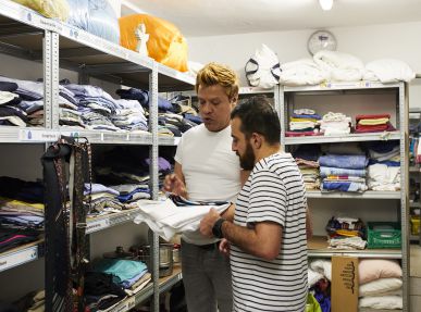 Sachspendenlager im Ute Bock Haus