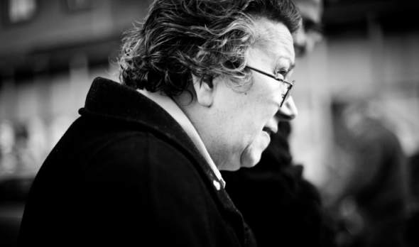 Foto von Ute Bock in schwarz weiß