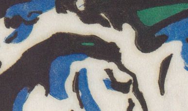 Gemälde von weiß,blau, grünen Pferden