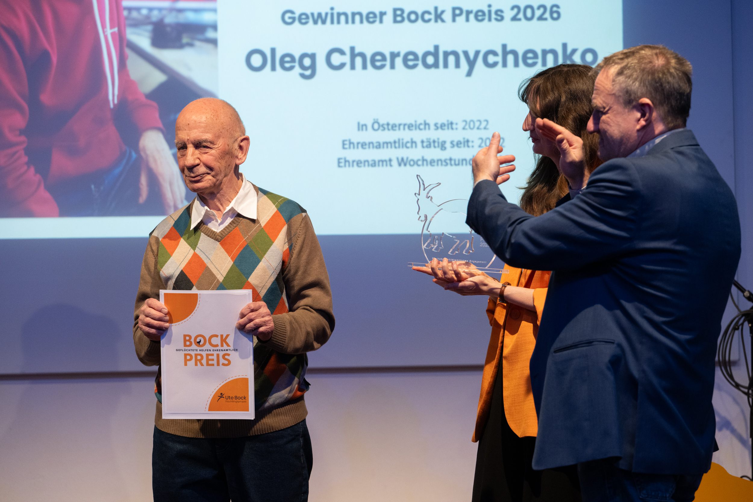 Gewinner Bock Preis 2026 mit Nominierendem Peter Bernscherer vom Verein PCs für alle