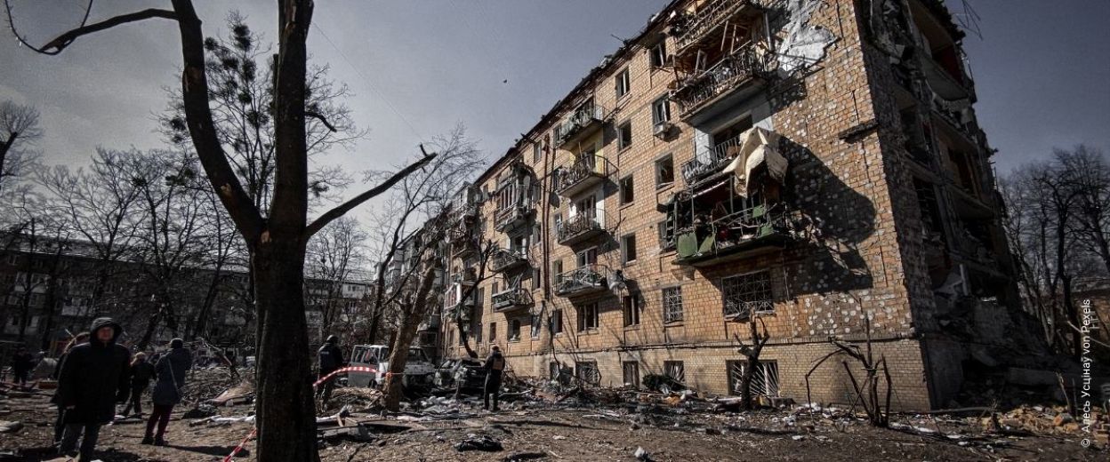 zerbombtes Haus in der Ukraine