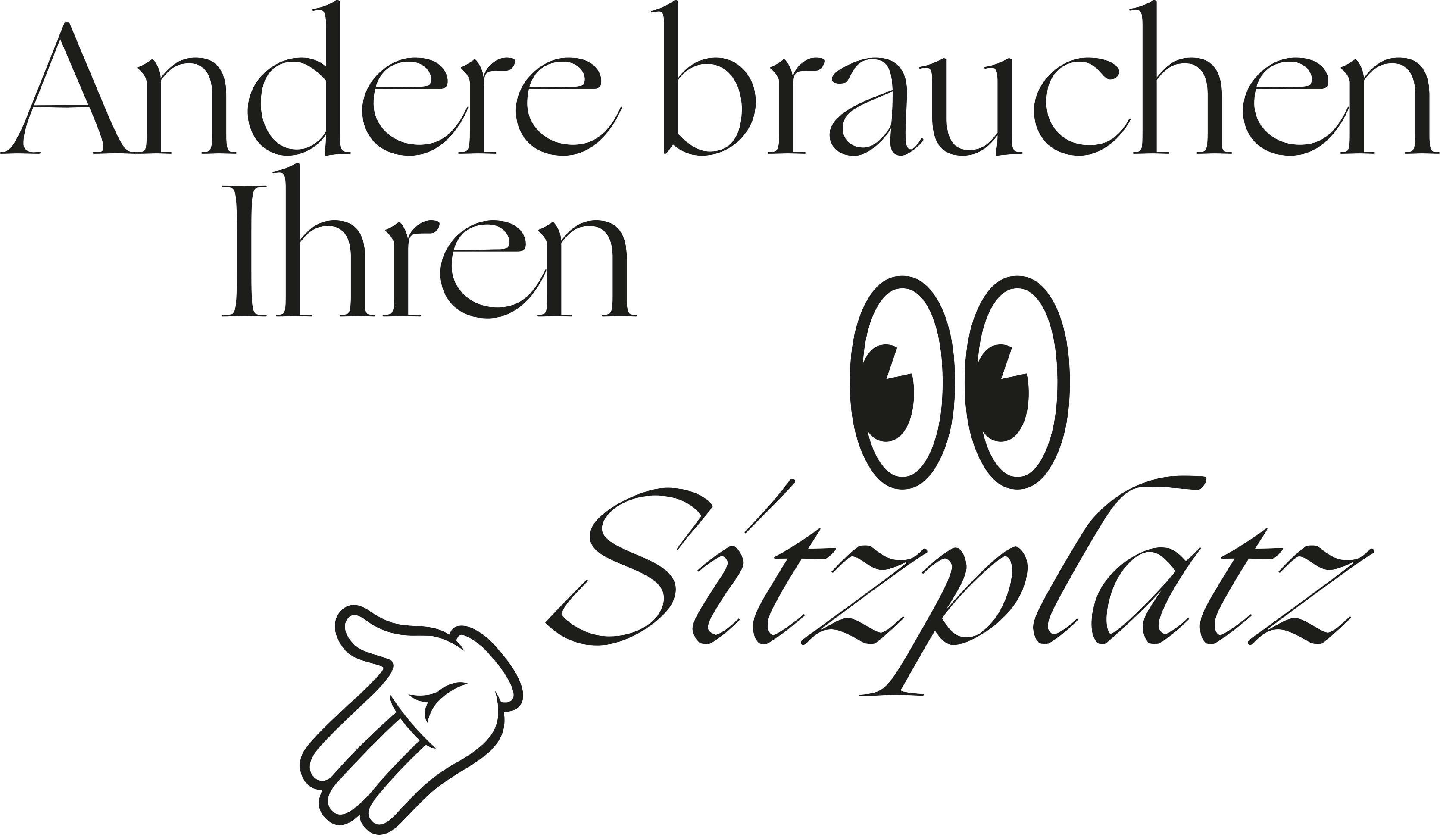 Schriftzug andere brauchen Ihren Sitzplatz vielleicht notwendiger mit comicaugen und comichand