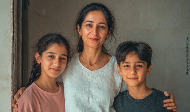 Syrische Familie, KI-generiertes Bild zum Schutz unserer Klient*innen