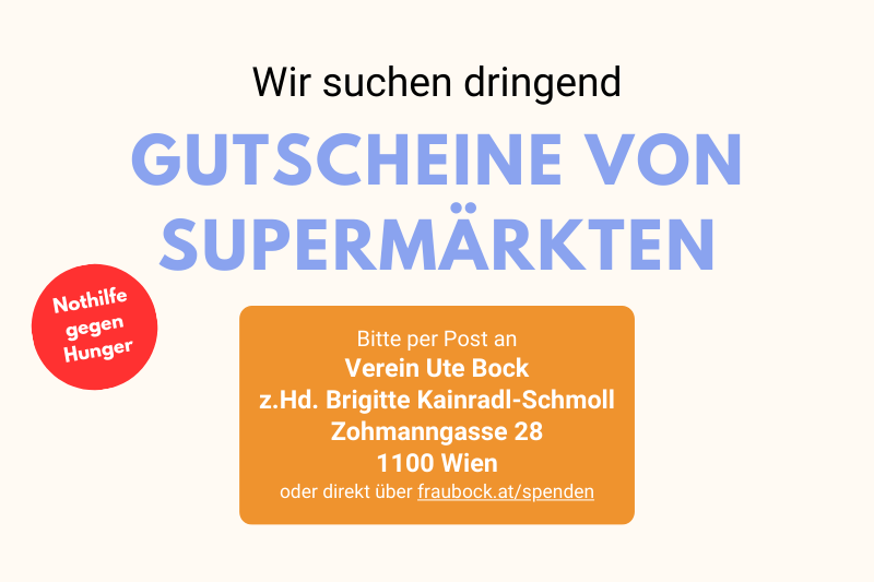 Spendenaufruf für Gutscheine von Supermärkten